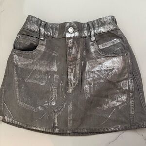 Metallic Silver Mini Skirt